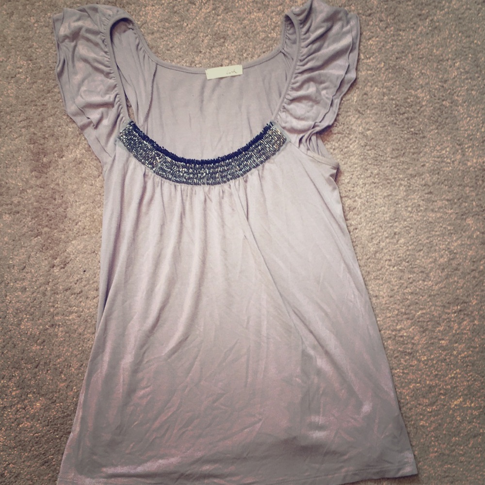 Lush tee with beading around neckline